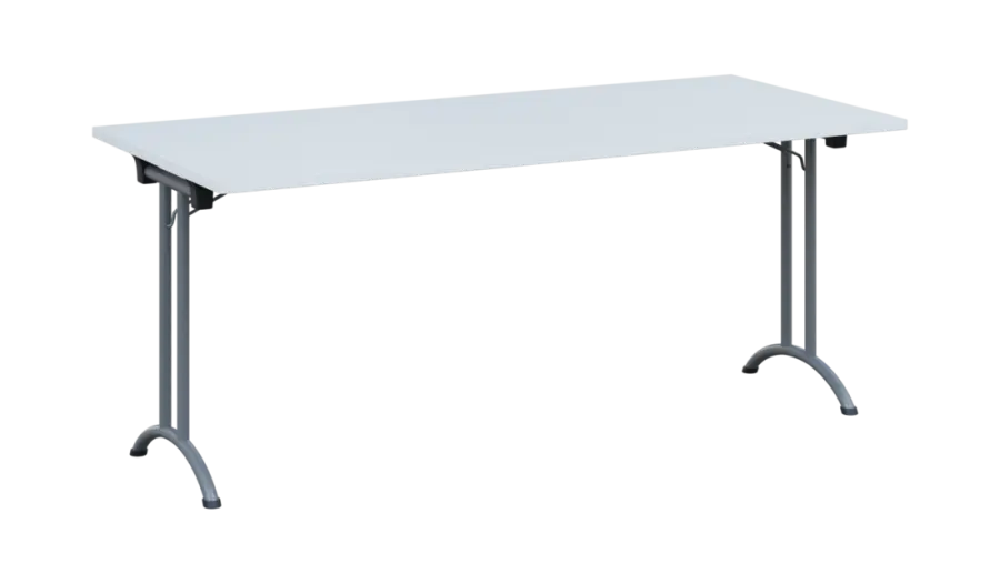 SLA 180 lak skládací jednací stůl 1800x800, deska 25 mm, podnož stříbrný lak, deska bílá